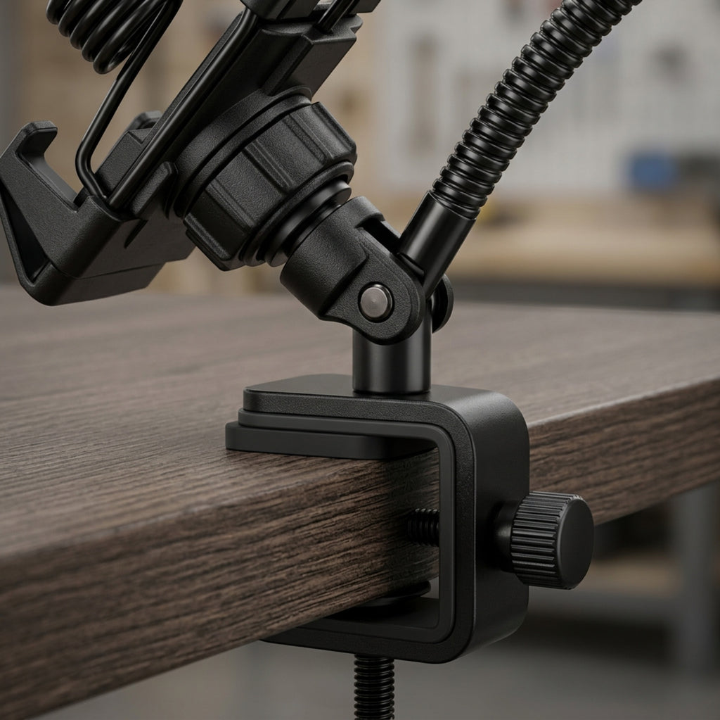 Cenly Flexible Gooseneck Clamp Phone Holder Black - Detail view