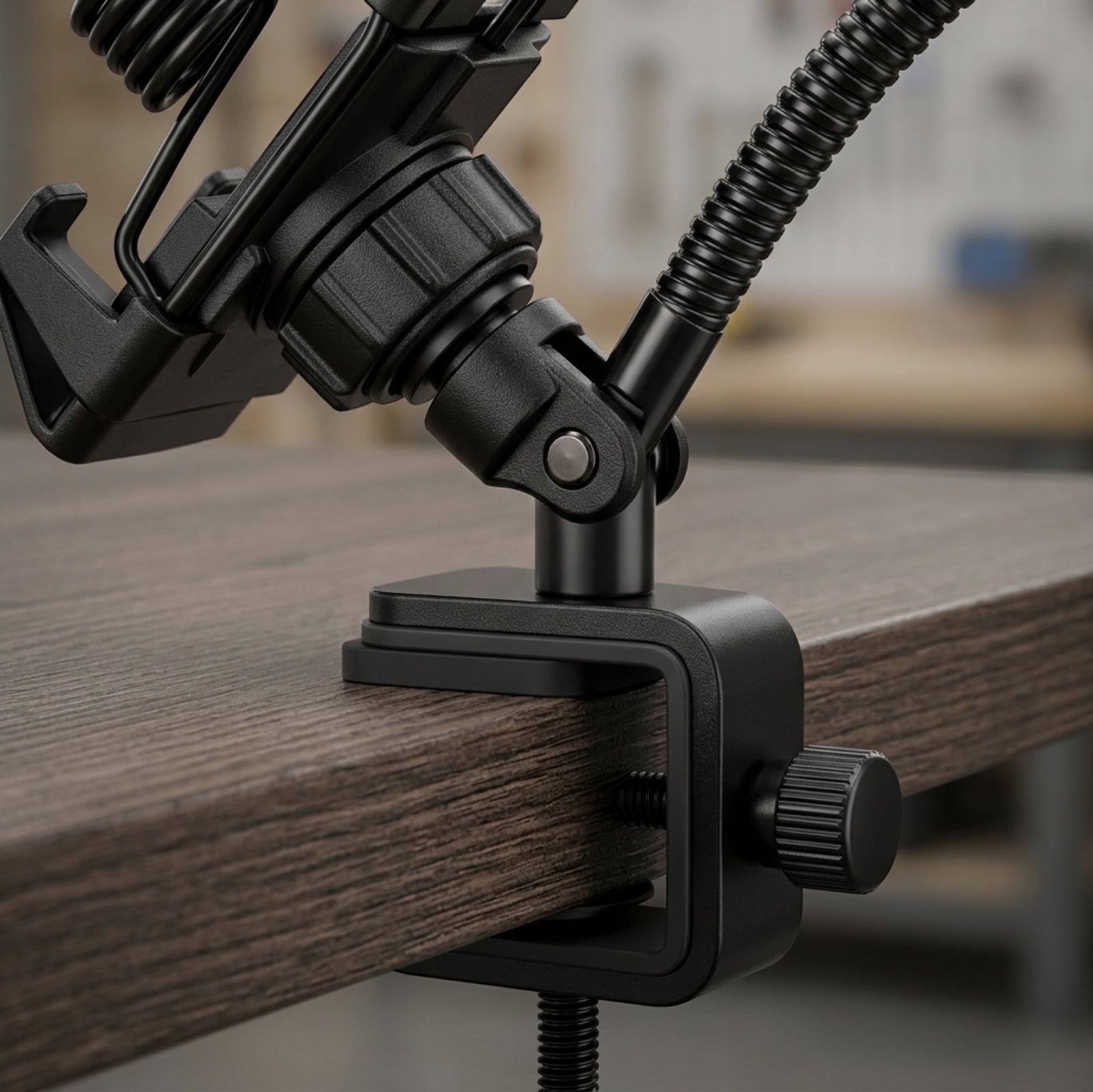 Cenly Flexible Gooseneck Clamp Phone Holder Black - Detail view