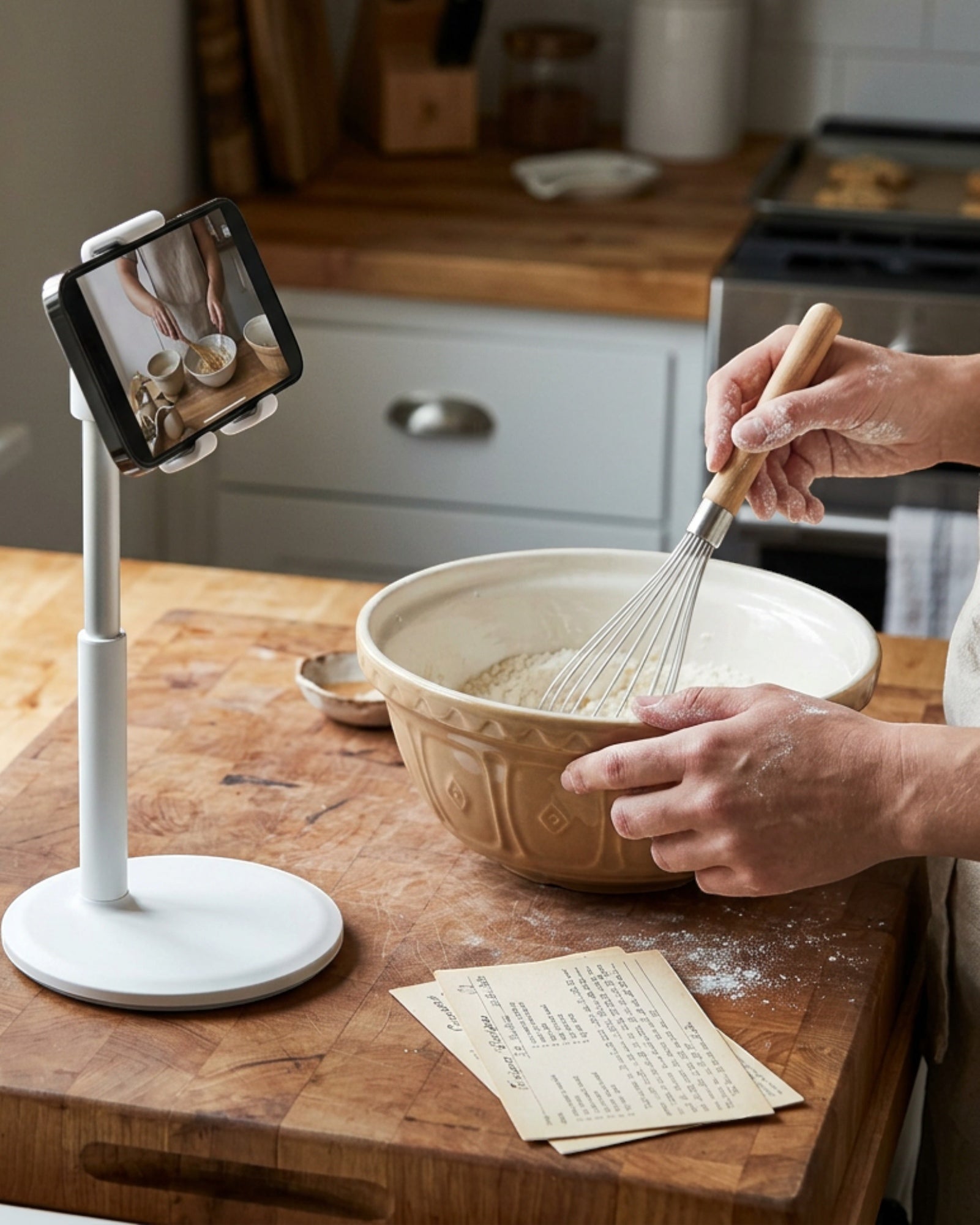 Cenly Telescopic Weighted-Base Phone Stand White - Lifestyle view
